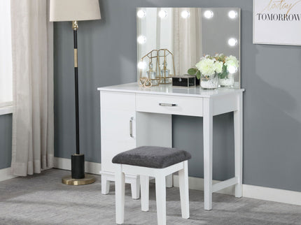 Elijah - Vanity Set With Lighting And Stool - White