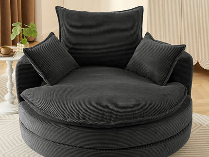 360° Swivel Accent Barrel Chair With Dual Layer Cushion And 3 Removable Pillows