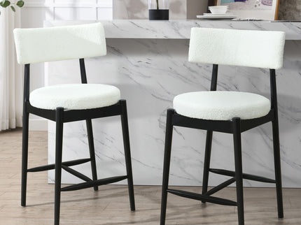 Mid Century Modern Counter Stools, Fabric Upholstered Chairs