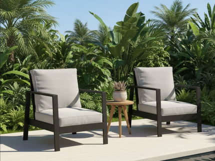 All-Weather Ergonomic Patio Armchairs With Thick Cushions (Set of 2)