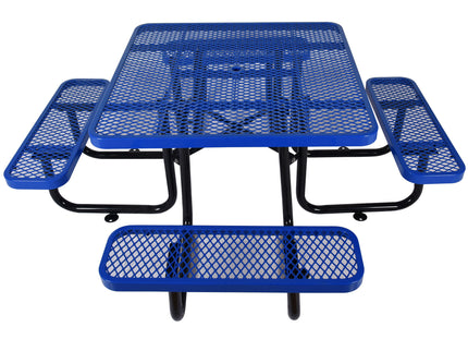 Square Outdoor Steel Picnic Table, With Umbrella Pole
