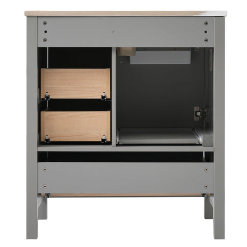 Modern Bathroom Vanity With Ceramic Sink, Solid Frame And Storage Solutions