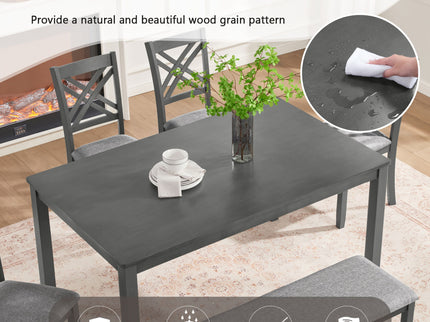 Kitchen Dining Set, Rectangular Dining Table & Upholstered Chairs