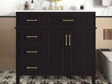 Bathroom Vanity With Sink, 4 Drawers, 2 Doors