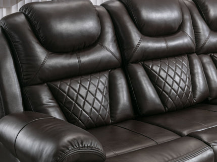 Home Theater Seating Manual Recliner Chair With Center Console And Led Light Strip For Living Room