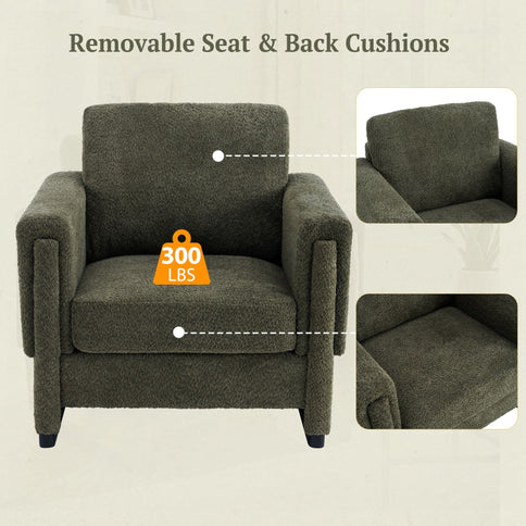 Upholstered Accent Armchair With Square Arm