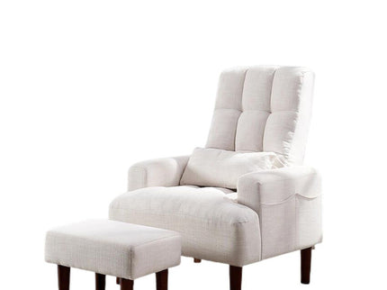 Living Room Sofa Single Chair And Ottoman, Modern Multi-Function Fabric Living Room Sofa Lounge Chair Bed And Stool. Soft Leisure Single Chair Adjustable Into 5 Angles With Sofa Bed