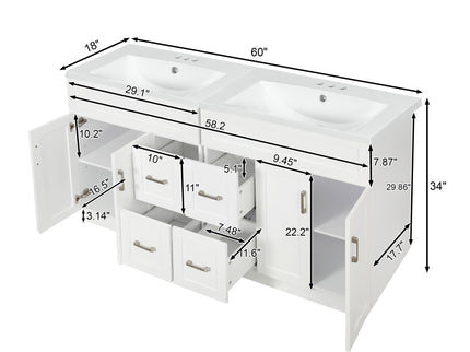 Bathroom Vanity With 2 Doors, 2 Drawers, Adjustable Shelf, Hidden Slides & Soft Close Hinges