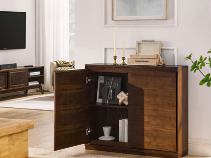 Sideboard, Buffet Cabinet With 2 Outlet Holes, Storage Cabinet For Entryway, Hallway, Living Room, Kitchen, Dining Room, Bedroom - Walnut