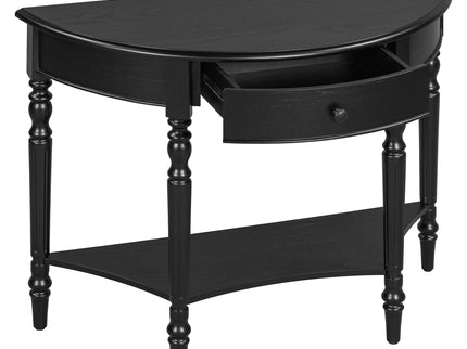 Half Moon Console Table With Drawer & Shelf