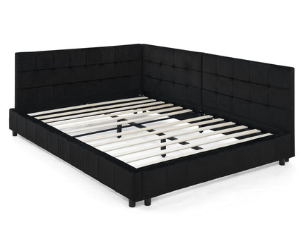 Storage Elegant Upholstered Tufted Bed Frame With Backrest And Armrests
