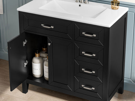 Modern Bathroom Vanity With Sink, Freestanding Design With Drawers And Doors