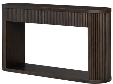 Oval Fluted Console Table With 2 Drawers And Bottom Shelf