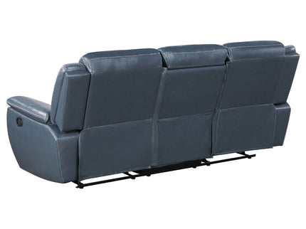 Stanwicke - Motion Reclining Sofa With Drop Down Table - Blue