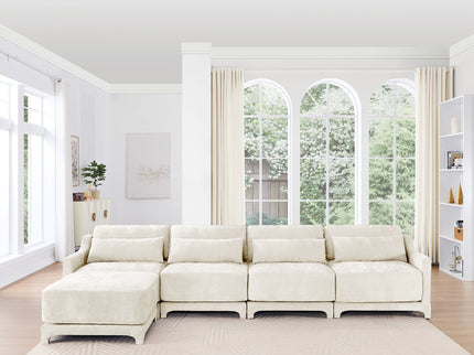 Stylish Sofa With Ottoman And Lumbar Pillows, Ergonomic Design