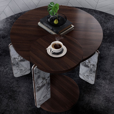 Coffee Table Set With Center Table & Side Table
