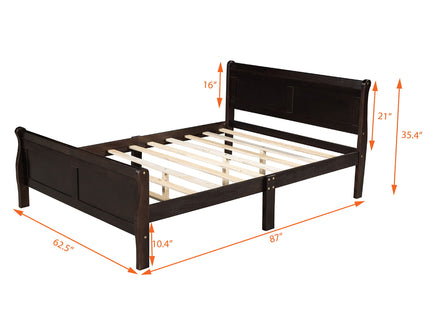 Platform Bed Frame Mattress Foundation Sleigh Bed With Headboard / Footboard / Wood Slat Suppor