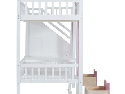 Twin Over Twin Bunk Bed With Changeable Table, Bunk Bed Turn Into Upper Bed And Down Desk