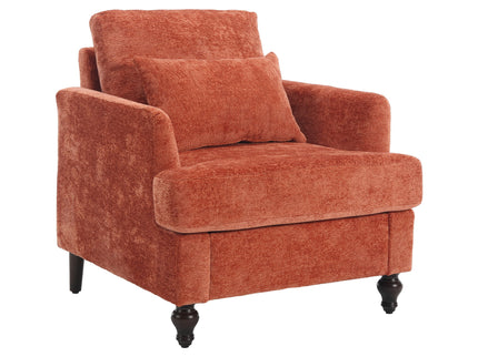 Modern Mid Century Wood Frame Armchair With Tufted Design