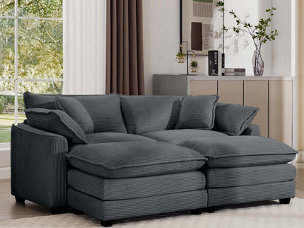 Modular Oversized Cushion Sofa With Ottoman, Low Back, Deep Seating Sofa Set