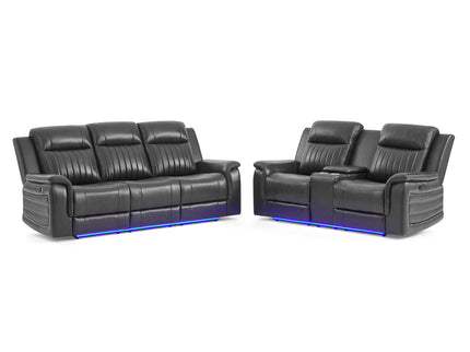 Ian - Power Reclining Sofa With LED & Global Surround System - Charcoal