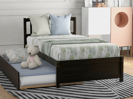 Platform Bed Wood Bed Frame With Trundle