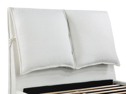 Corwyn - Queen Upholstered Panel Bed With Headboard Pillows - White