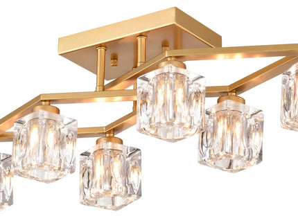 6 Light Crystal Ceiling Light For Dining Room, Modern Ceiling Lamp With Light Fixture For Entryway, Lobby, Kitchen, Bedroom, Living Room, Conference Room, (6*G9 Bulbs Included)