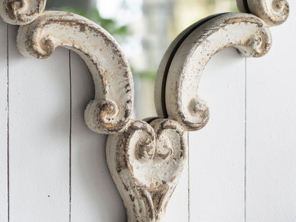 Artistic Diamond Scrollwork Mirror, Home Accent Mirror For Living Room, Entryway, Bedroom, Office - Antique White
