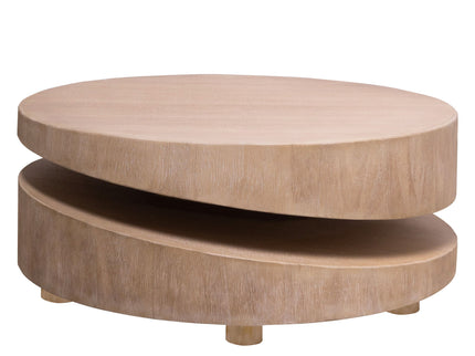 Modern Round Wood Coffee Table, Accent Table For Living Room - Antique Natural / Natural / Rustic