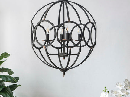 4 Light Metal Chandelier, Hanging Light Fixture With Adjustable Chain For Kitchen, Bulb Not Included - Black