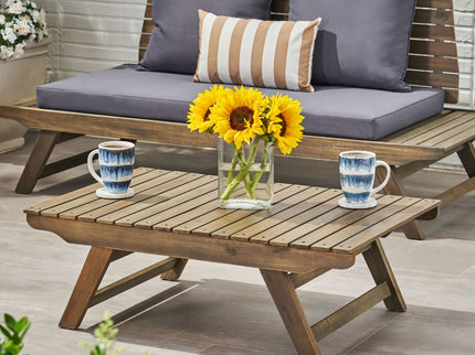 Outdoor Acacia Wood Coffee Table With Open Slat Design