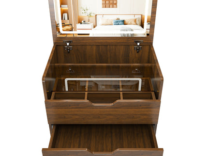 Vanity Desk With Lighted Mirror & Stool