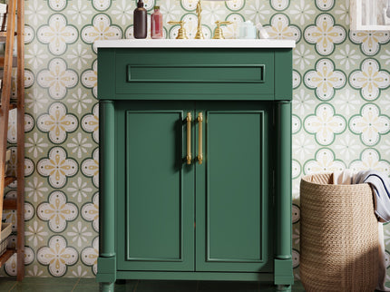 Bathroom Vanity With Integrated Sink, 2 Door Cabinet, Single Sink For Small To Medium Bathrooms