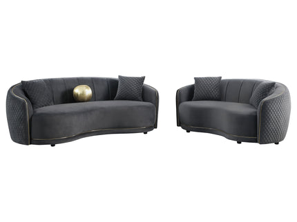Lorraine - Upholstered Curved Loveseat - Dark Gray