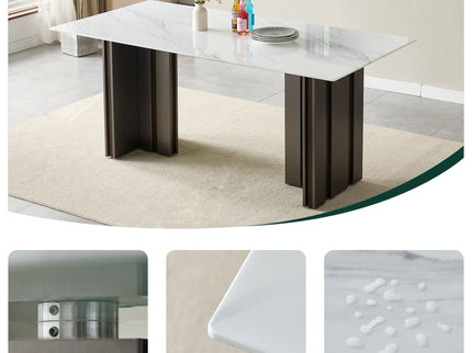 Rectangular Dining Table - Gray / White