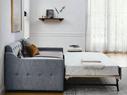 Size Upholstered Daybed With Trundle And USB Charging Armrest