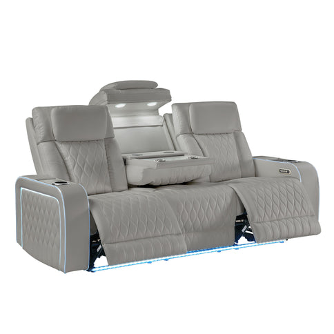 Electra - Power Reclining Sofa With Power Headrests, Drop Down Table, Reading Light, Massage, LED Lighting And USB Control