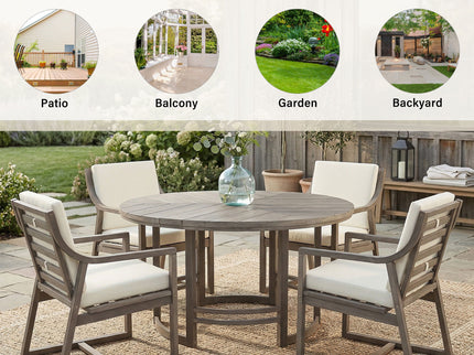 5 Piece Outdoor Dining Set, Patio Table And Chairs With Umbrella Hole