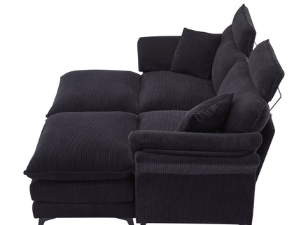 Modern Deep Seat Sectional Sofa With Ottoman
