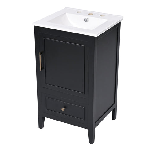 Modern Bathroom Vanity With Sink, Cabinet Storage, Drawer & Adjustable Feet