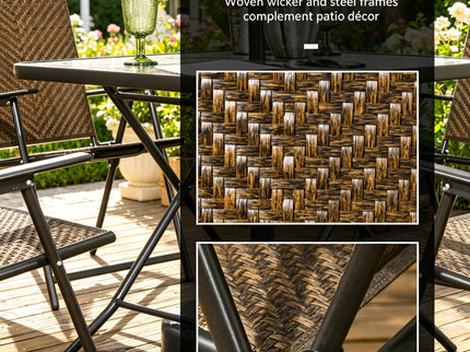 Outdoor Furniture Set, Foldable Patio Dining Set With Table And Chairs - Dark Brown