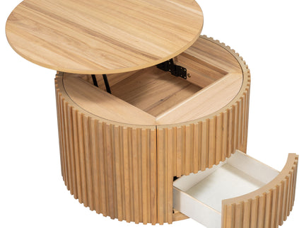 Round Lift Top Coffee Table With Hidden Storage For Living Room