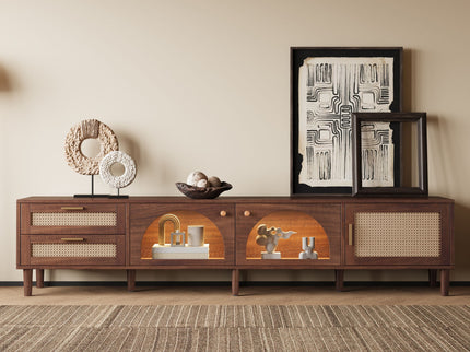 TV Stand With App-Controlled LED Lights, 2 Drawers & Door Storage