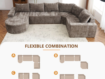 U-Shaped Oversized Modular Cloud Sectional Sofa With Deep Seat For Living Room