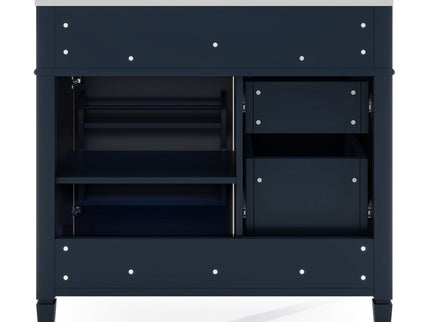 Bathroom Vanity With Top Sink, 2 Drawers And Tip Out Drawer, Rectangular Design