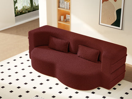 Modern Floor Sleeper Sofa Bed With 2 Pillows, Convertible Twin Size Folding Mattress For Living Room