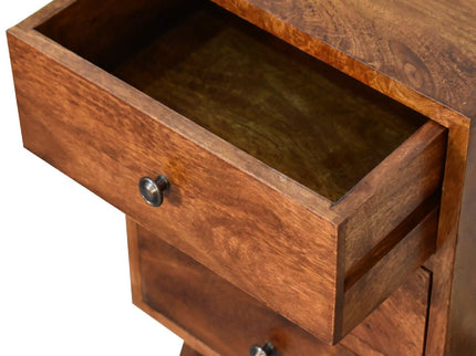 4 Drawer Multi Bedside Table - Chestnut