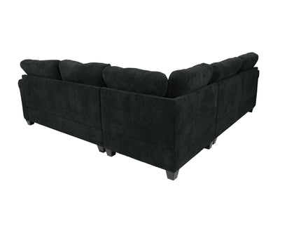 Modern Sectional Set With Corner Wedge, Loveseat, Ottoman & 2 Pillows