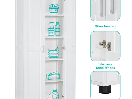 Storage Cabinet With Adjustable Shelves, 2 Doors, Rectangle Design For Bathroom